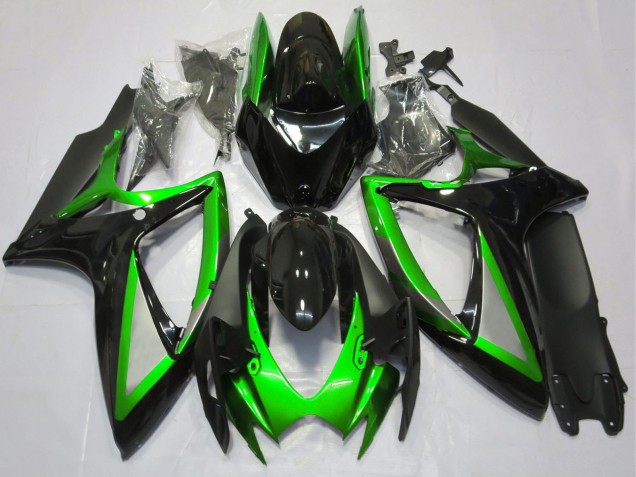 2006-2007 Suzuki GSXR 600 / GSXR 750 Motorcycle Fairing - Green Glossy Black Matte Black