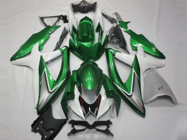 2008-2010 Suzuki GSXR 600 / GSXR 750 Motorcycle Fairings - White Green Silver Glossy Black