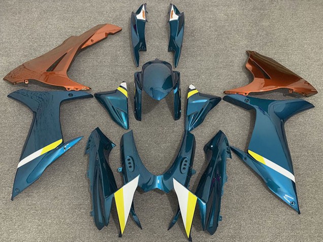 2011-2024 Suzuki GSXR 600 / GSXR 750 Motorcycle Fairings - Light Blue Orange White Yellow