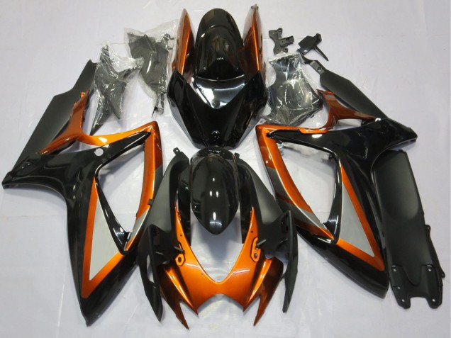 2006-2007 Suzuki GSXR 600 / GSXR 750 Motorcycle Fairings - Orange Glossy Black Matte Black