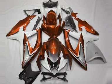 2008-2010 Suzuki GSXR 600 / GSXR 750 Motorcycle Fairings - White Orange Silver Black