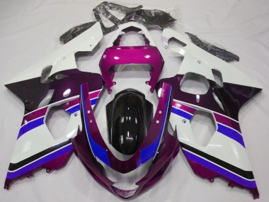 2004-2005 Suzuki GSXR 600 / GSXR 750 Motorcycle Fairings - White Pink Blue Glossy Black