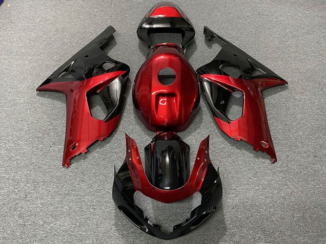 2001-2003 Suzuki GSXR 600 / GSXR 750 Motorcycle Fairings - Red Glossy Black