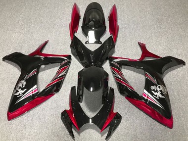 2006-2007 Suzuki GSXR 600 / GSXR 750 Motorcycle Fairing - Red Glossy Black