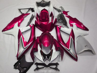 2008-2010 Suzuki GSXR 600 / GSXR 750 Motorcycle Fairings - White Red Silver Black