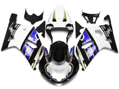2001-2003 Suzuki GSXR 600 / GSXR 750 Motorcycle Fairings - White Blue Glossy Black Viru Style