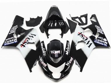 2004-2005 Suzuki GSXR 600 / GSXR 750 Motorcycle Fairings - Glossy Black White West OEM Style