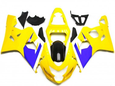 2004-2005 Suzuki GSXR 600 / GSXR 750 Motorcycle Fairings - Yellow Blue White Glossy Black