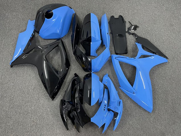 2006-2007 Suzuki GSXR 600 / GSXR 750 Motorcycle Fairings - Glossy Black Blue Split