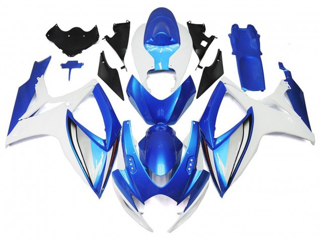 2006-2007 Suzuki GSXR 600 / GSXR 750 Motorcycle Fairings - White Blue OEM Style