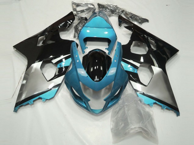 2004-2005 Suzuki GSXR 600 / GSXR 750 Motorcycle Fairings - Light Blue Silver Glossy Black