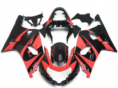 2001-2003 Suzuki GSXR 600 / GSXR 750 Motorcycle Fairings - Light Red Glossy Black OEM Style