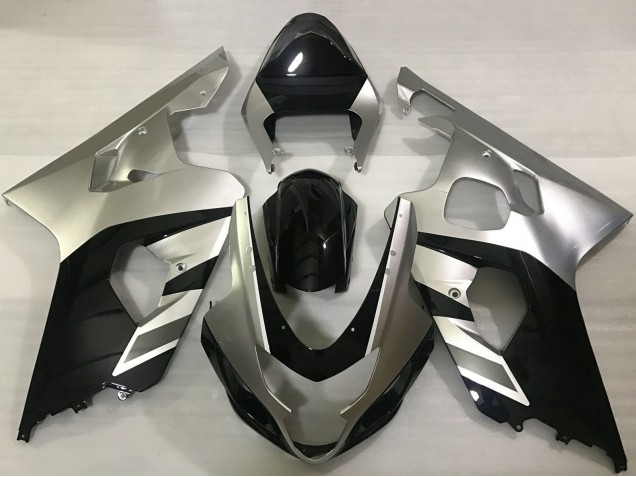 2004-2005 Suzuki GSXR 600 / GSXR 750 Motorcycle Fairings - Silver Black