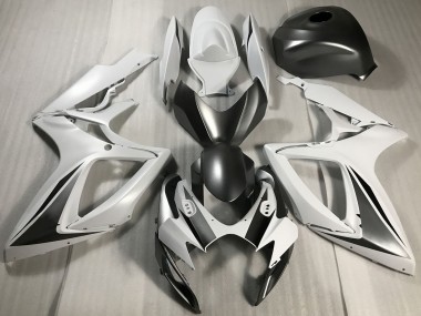 2006-2007 Suzuki GSXR 600 / GSXR 750 Motorcycle Fairings - White Grey Matte Black