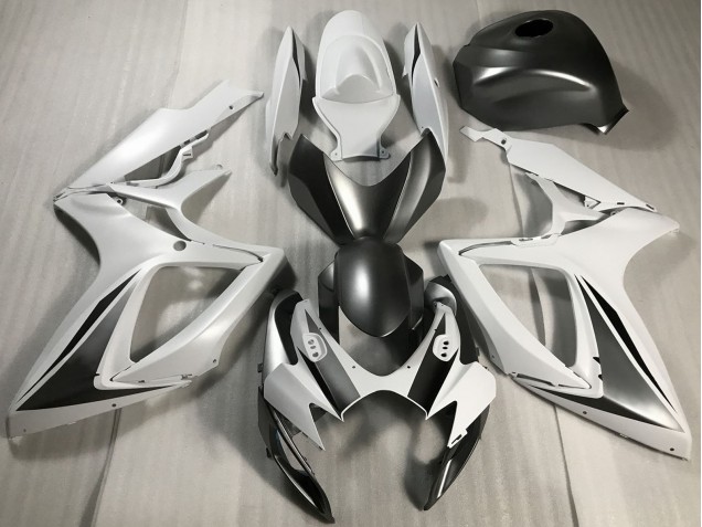 2006-2007 Suzuki GSXR 600 / GSXR 750 Motorcycle Fairings - White Grey Matte Black