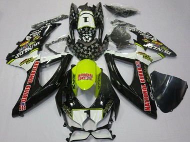 2008-2010 Suzuki GSXR 600 / GSXR 750 Motorcycle Fairings - White Yellow Red Black National Guard