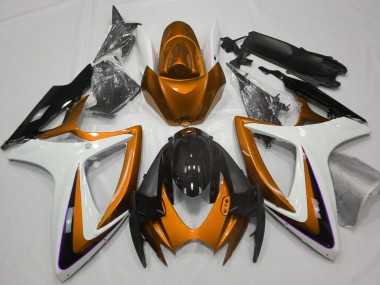 2006-2007 Suzuki GSXR 600 / GSXR 750 Motorcycle Fairings - Orange White Glossy Black