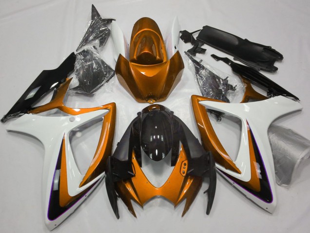 2006-2007 Suzuki GSXR 600 / GSXR 750 Motorcycle Fairings - Orange White Glossy Black