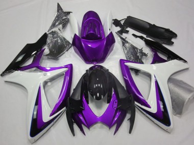 2006-2007 Suzuki GSXR 600 / GSXR 750 Motorcycle Fairings - Purple White Glossy Black