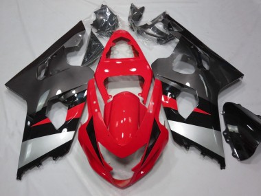 2004-2005 Suzuki GSXR 600 / GSXR 750 Motorcycle Fairings - Red Silver Black