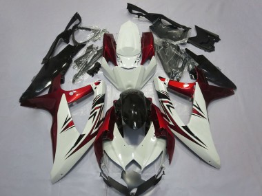 2008-2010 Suzuki GSXR 600 / GSXR 750 Motorcycle Fairings - White Red Glossy Black