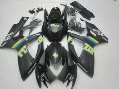 2006-2007 Suzuki GSXR 600 / GSXR 750 Motorcycle Fairings - Matte Black Blue Yellow Rizla