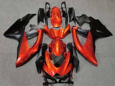 2008-2010 Suzuki GSXR 600 / GSXR 750 Motorcycle Fairings - Orange Matte Black
