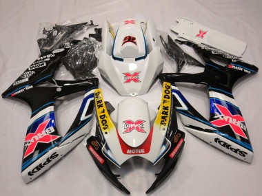 2006-2007 Suzuki GSXR 600 / GSXR 750 Motorcycle Fairings - White Red Blue Yellow Dark Dog X 76 BRUX