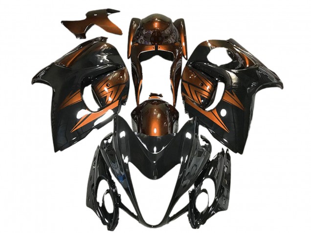 2008-2020 Suzuki GSXR 1300 Motorcycle Fairings - Glossy Black and Deep Orange