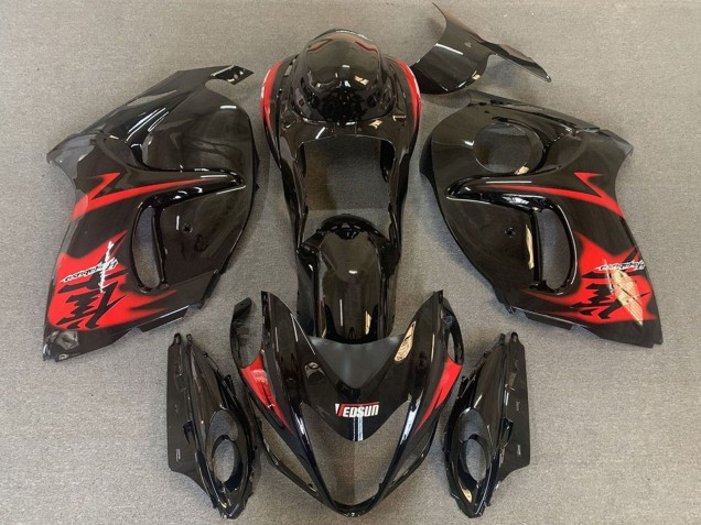 2008-2020 Suzuki GSXR 1300 Motorcycle Fairings - Glossy Black with Red Logo