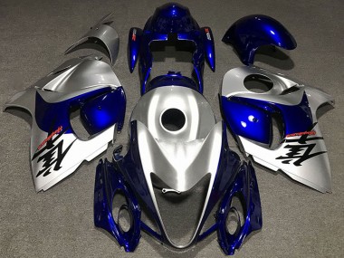 2008-2020 Suzuki GSXR 1300 Motorcycle Fairings - Glossy Silver and Blue