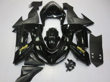2006-2007 Kawasaki ZX10R Motorcycle Fairings - Glossy Black Matte Black and Gold