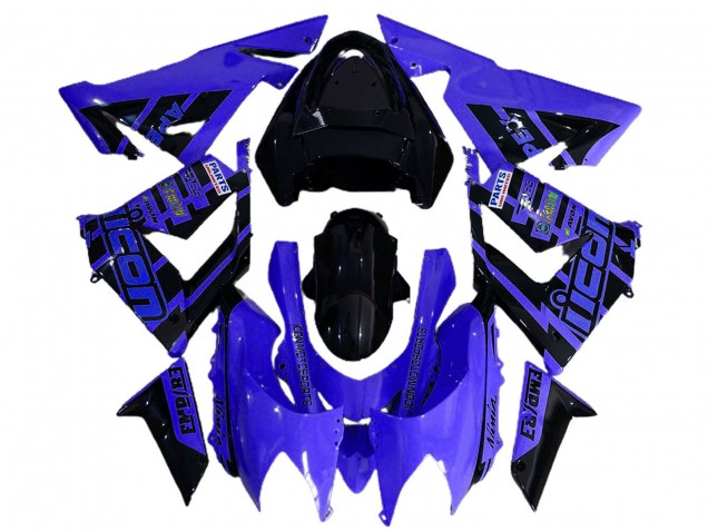 2004-2005 Kawasaki ZX10R Motorcycle Fairings - Blue and Black Logo