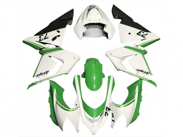 2004-2005 Kawasaki ZX10R Motorcycle Fairings - Glossy White Green