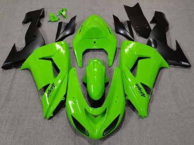 2006-2007 Kawasaki ZX10R Motorcycle Fairings - Green Matte Black