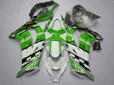 2011-2015 Kawasaki ZX10R Motorcycle Fairing - White Green Yellow Black Maxxis Dunlop