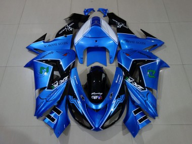 2006-2007 Kawasaki ZX10R Motorcycle Fairings - Liquid Blue Glossy Black