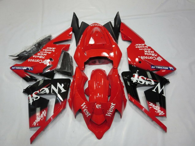 2004-2005 Kawasaki ZX10R Motorcycle Fairings - Red West