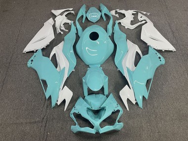 2019-2022 Kawasaki ZX6R Motorcycle Fairings - White Aqua Blue