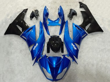 2009-2012 Kawasaki ZX6R Motorcycle Fairing - Blue Glossy Black