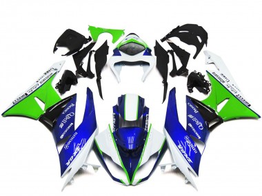 2009-2012 Kawasaki ZX6R Motorcycle Fairings - White Green Blue Black