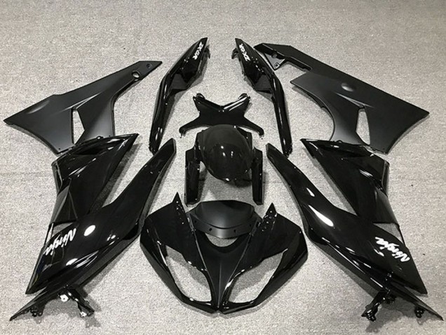 2009-2012 Kawasaki ZX6R Motorcycle Fairing - Glossy Black Matte Black