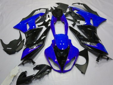 2009-2012 Kawasaki ZX6R Motorcycle Fairings - Blue Glossy Black