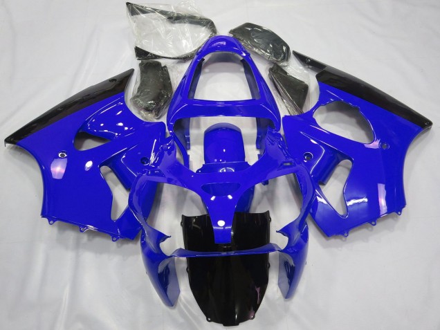 2000-2002 Kawasaki ZX6R Motorcycle Fairings - Blue Glossy Black