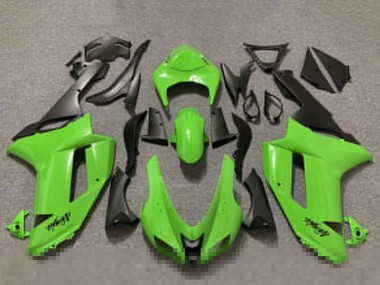 2007-2008 Kawasaki ZX6R Motorcycle Fairings - Glossy Green and Matte Black