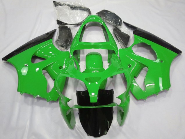 2000-2002 Kawasaki ZX6R Motorcycle Fairings - Green Glossy Black