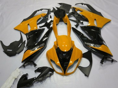 2009-2012 Kawasaki ZX6R Motorcycle Fairings - Orange Glossy Black