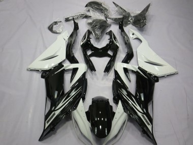 2013-2018 Kawasaki ZX6R Motorcycle Fairings - White Glossy Black