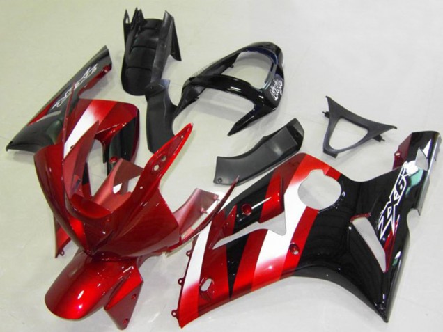2003-2004 Kawasaki ZX6R Motorcycle Fairings - Red White Glossy Black