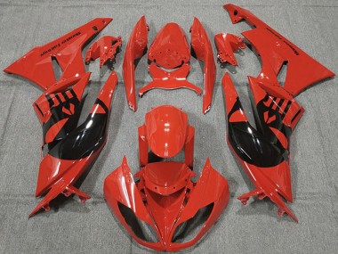 2009-2012 Kawasaki ZX6R Motorcycle Fairings - Red Glossy Black Punisher